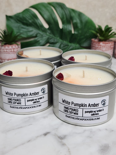 White Pumpkin Amber Candle Earthly Soap Goods 
