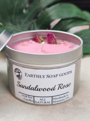 Sandalwood Rose Soywax Candle Earthly Soapgoods 